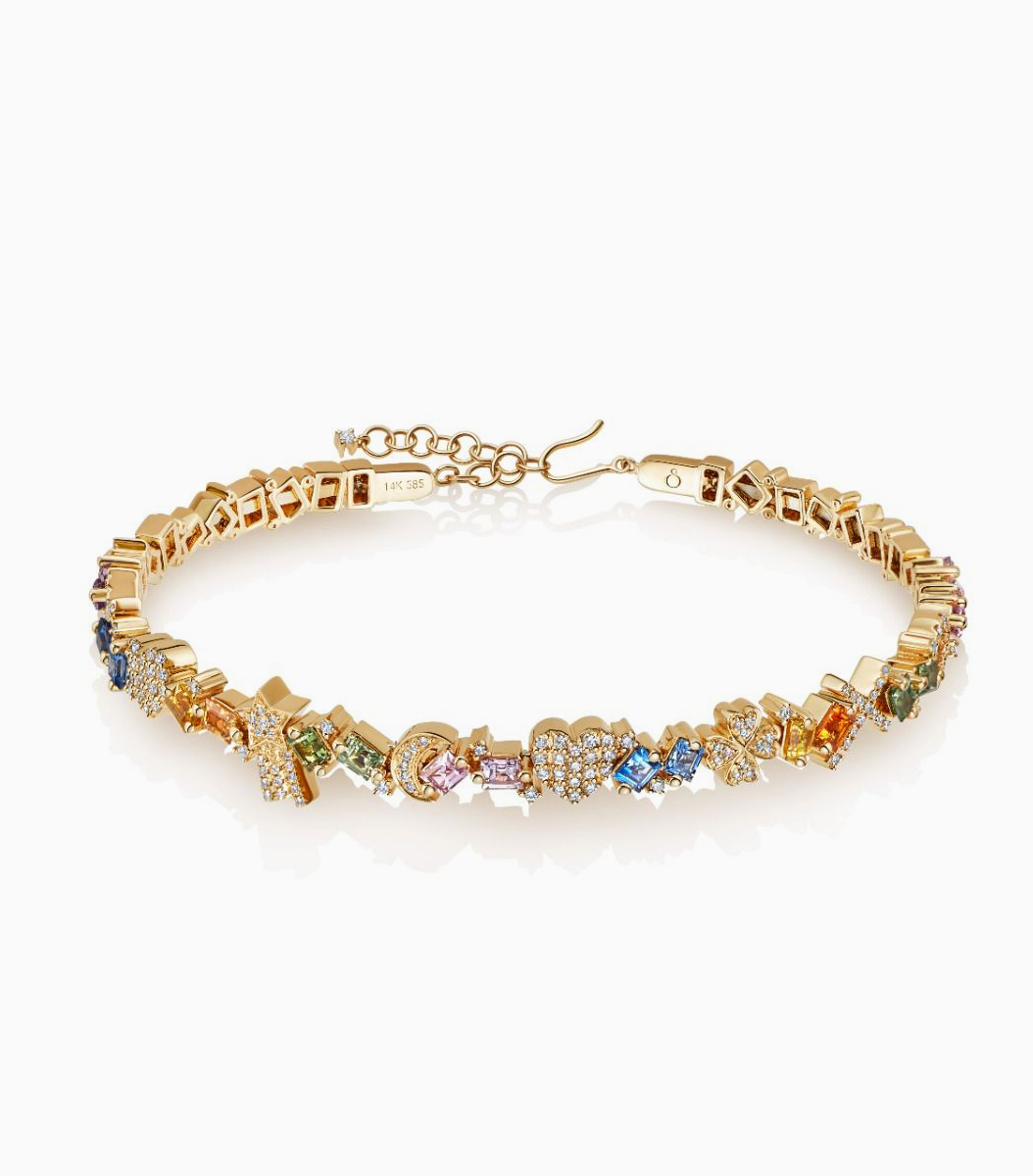 Diamond Rainbow Charm Bracelet 14k