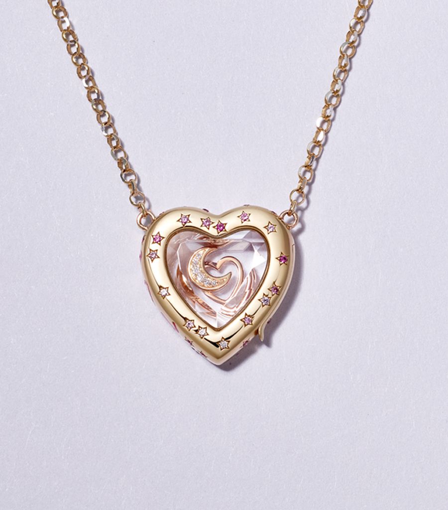 pre-made locket necklace styled with a love you to the moon charm