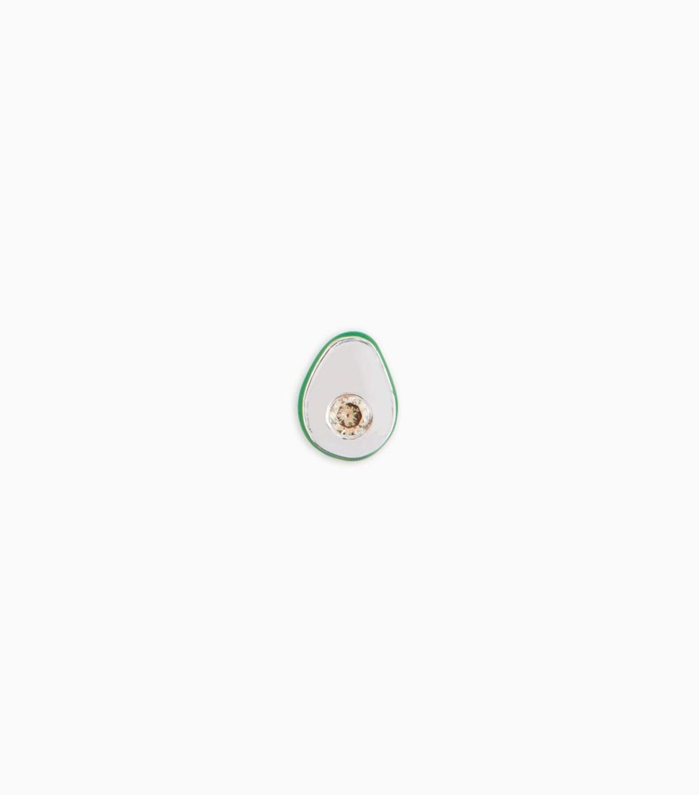 18kt solid white gold green enamel brown diamond holy guacamole avocado charm for her locket pendant