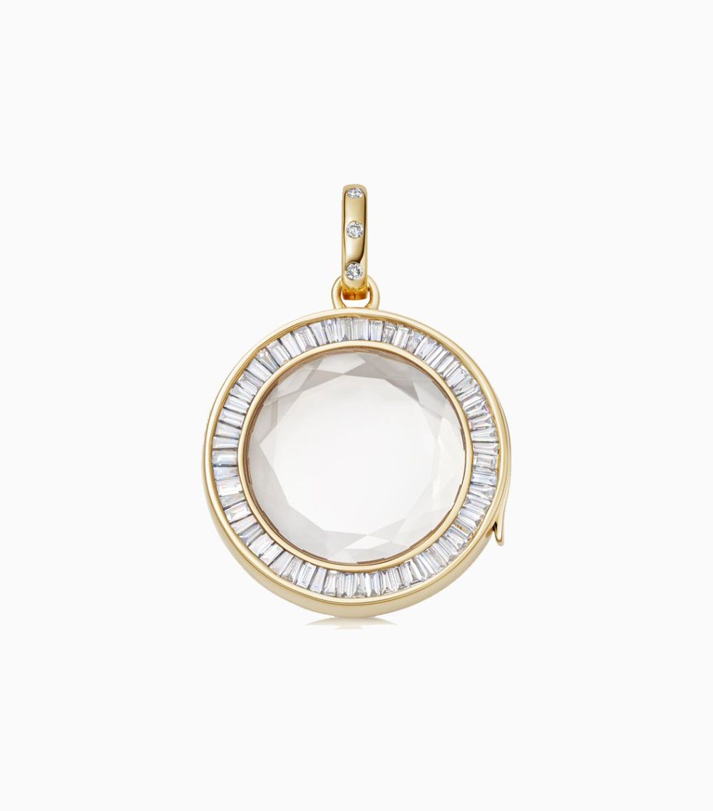 14kt diamond baguette orb locket charm pendant for her women fine jewellery