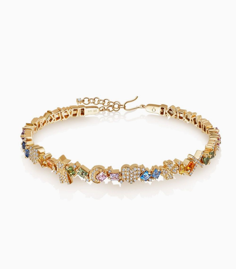 Diamond Rainbow Charm Bracelet 14k
