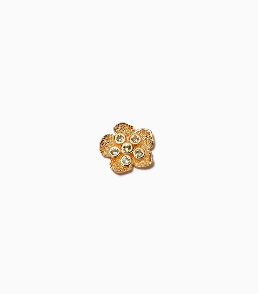 18K Buttercup Flower Charm Yellow Gold Sapphire For Her Locket Gift Mothers Day