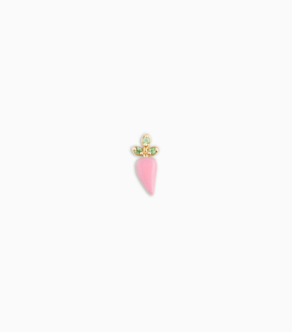 18kt solid yellow gold tsavorite pink enamel carrot rooting for you charm for her locket pendant