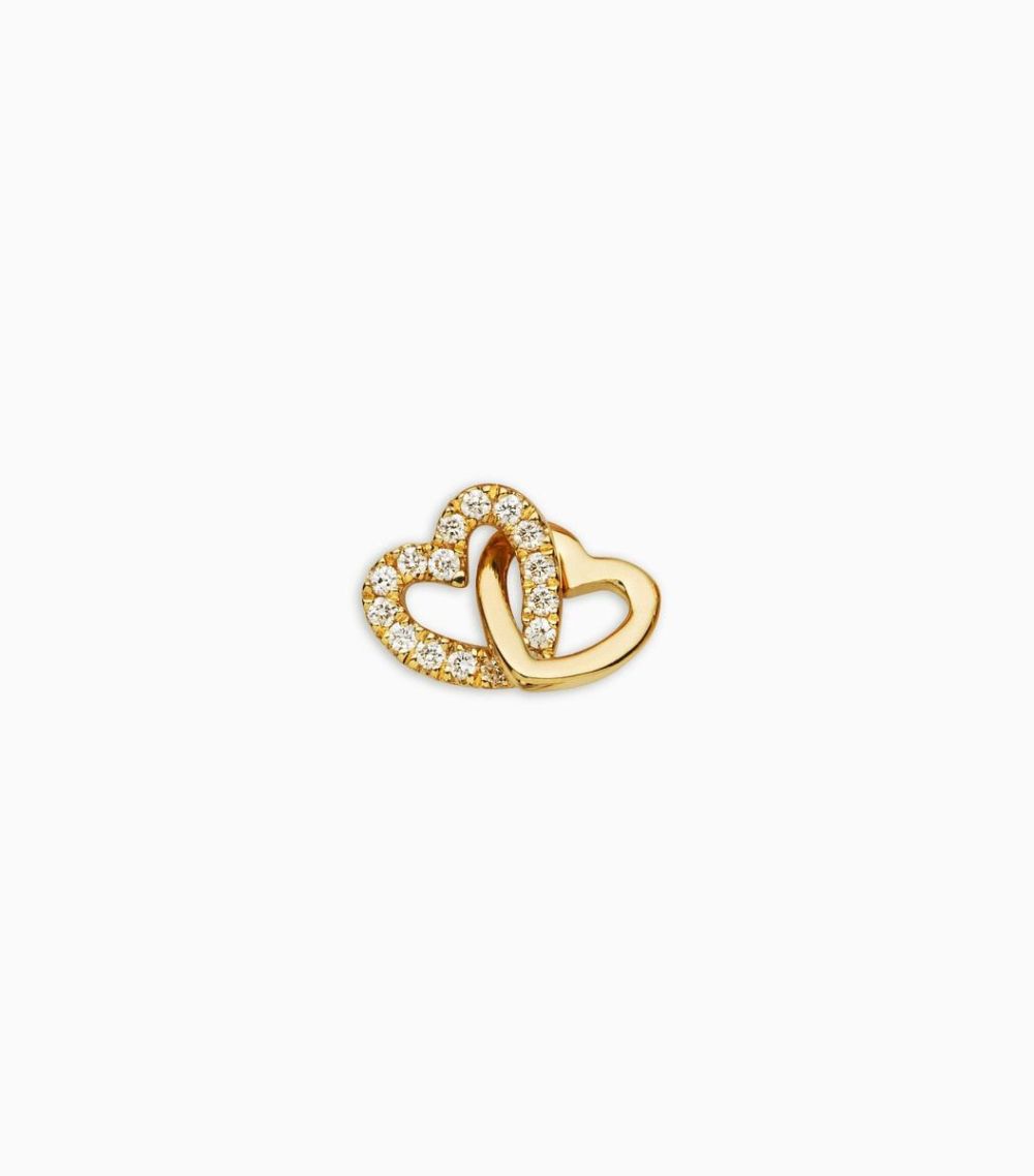 18kt solid yellow gold diamond linked hearts charm for her locket pendant