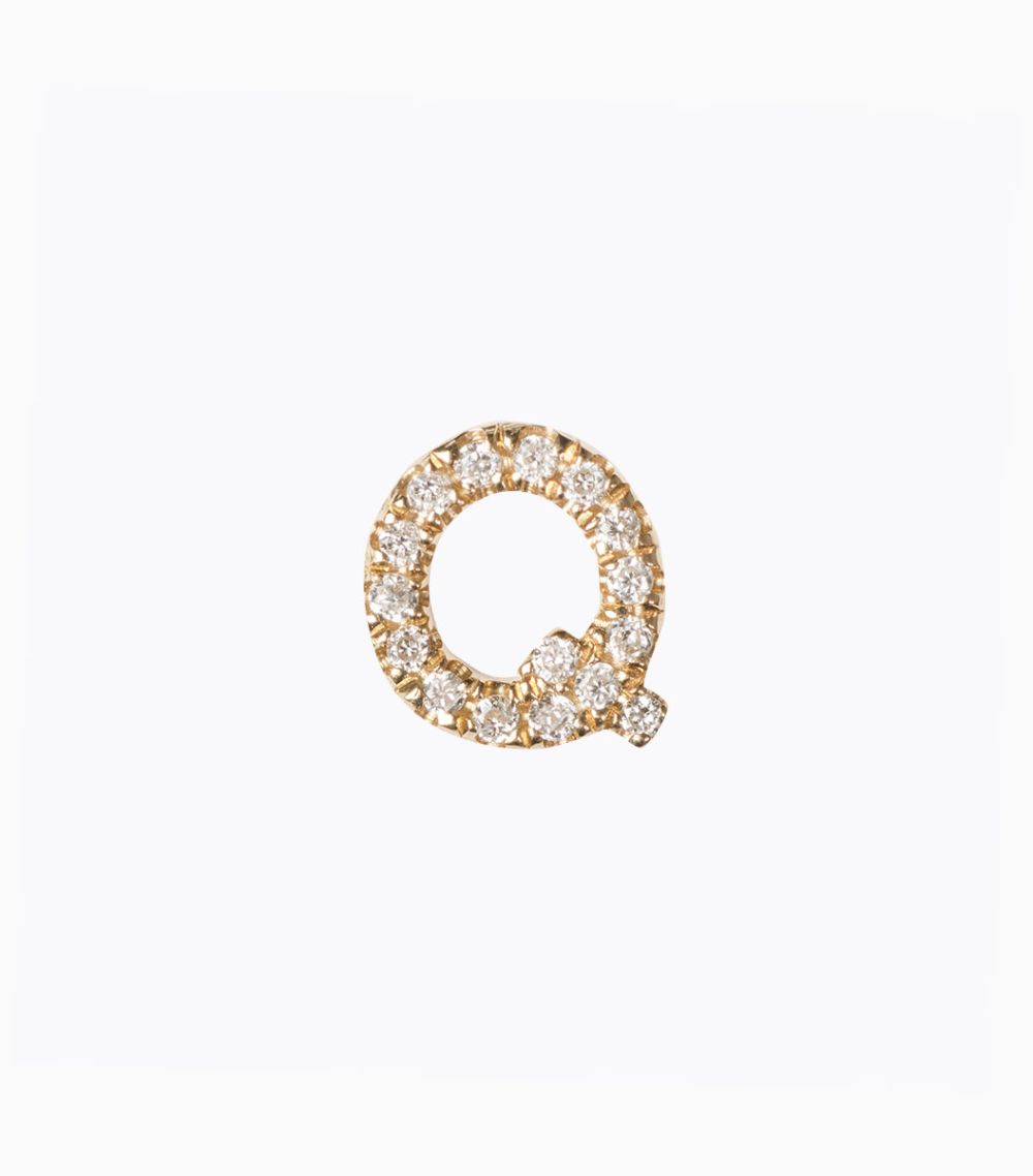 18KT Karat Yellow Gold Diamond Initial Letter Q Charm For Her Womens Fine Jewellery Pendant Necklace Personalised Gift