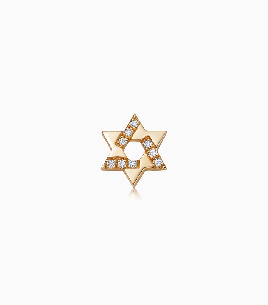 Faith, diamond, yellow gold 18kt, star of david