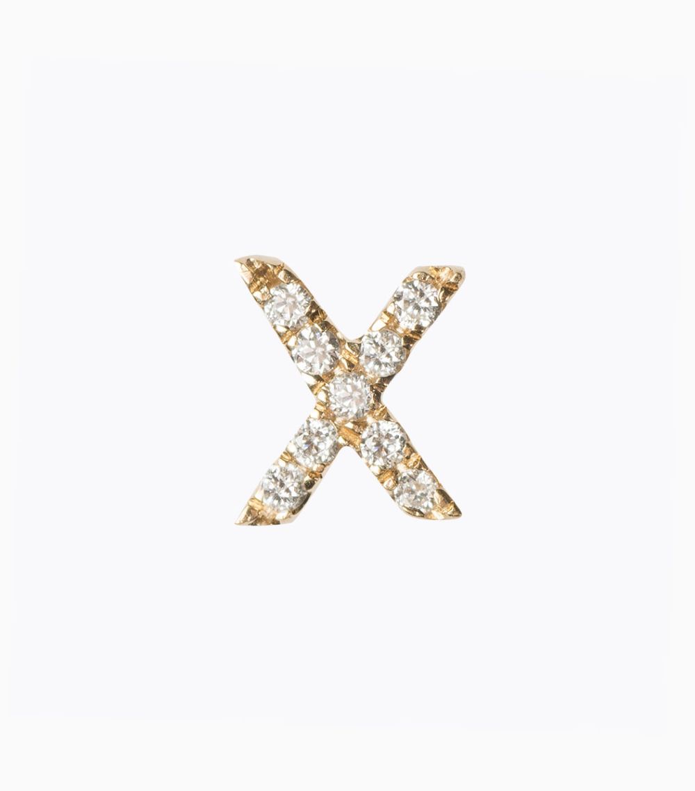 Diamond Yellow Gold 18KT Karat Initial Letter X Charm For Her Wedding Anniversary Gift Personalised 