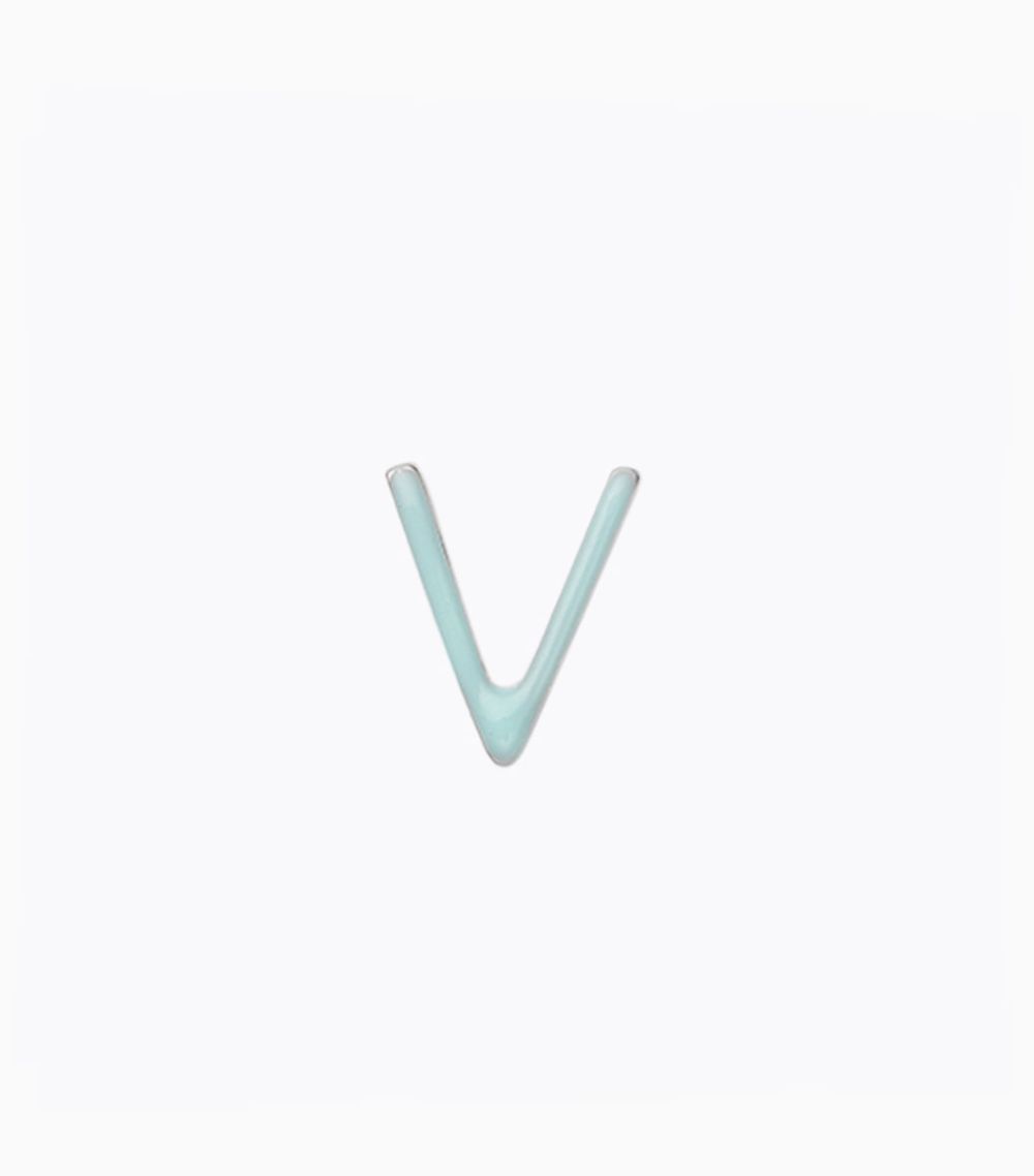 Letter V Initial Enamel Charm For Her Personalised White Yellow Gold Womens Pendent Necklace 18KT 