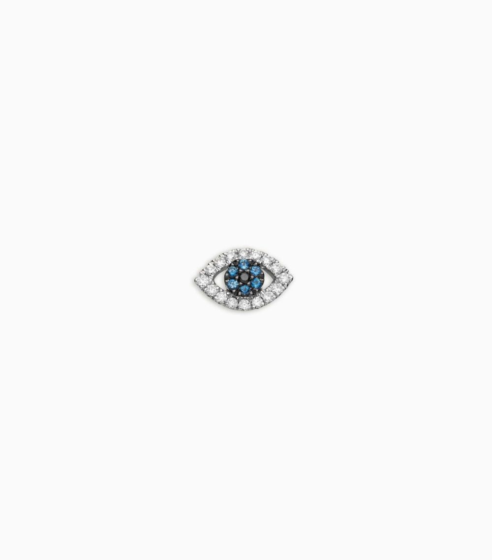 18KT Solid white gold diamond evil eye charm for her locket pendant