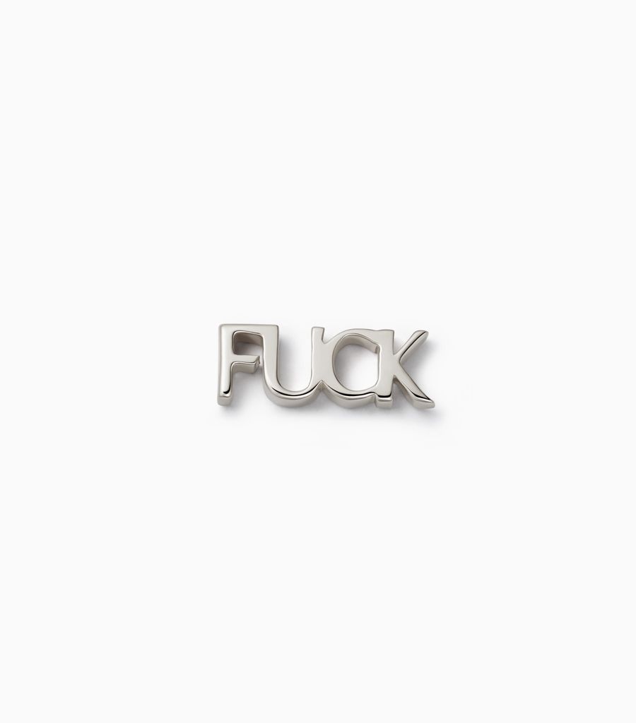 18k white gold F word charm by Loquet London