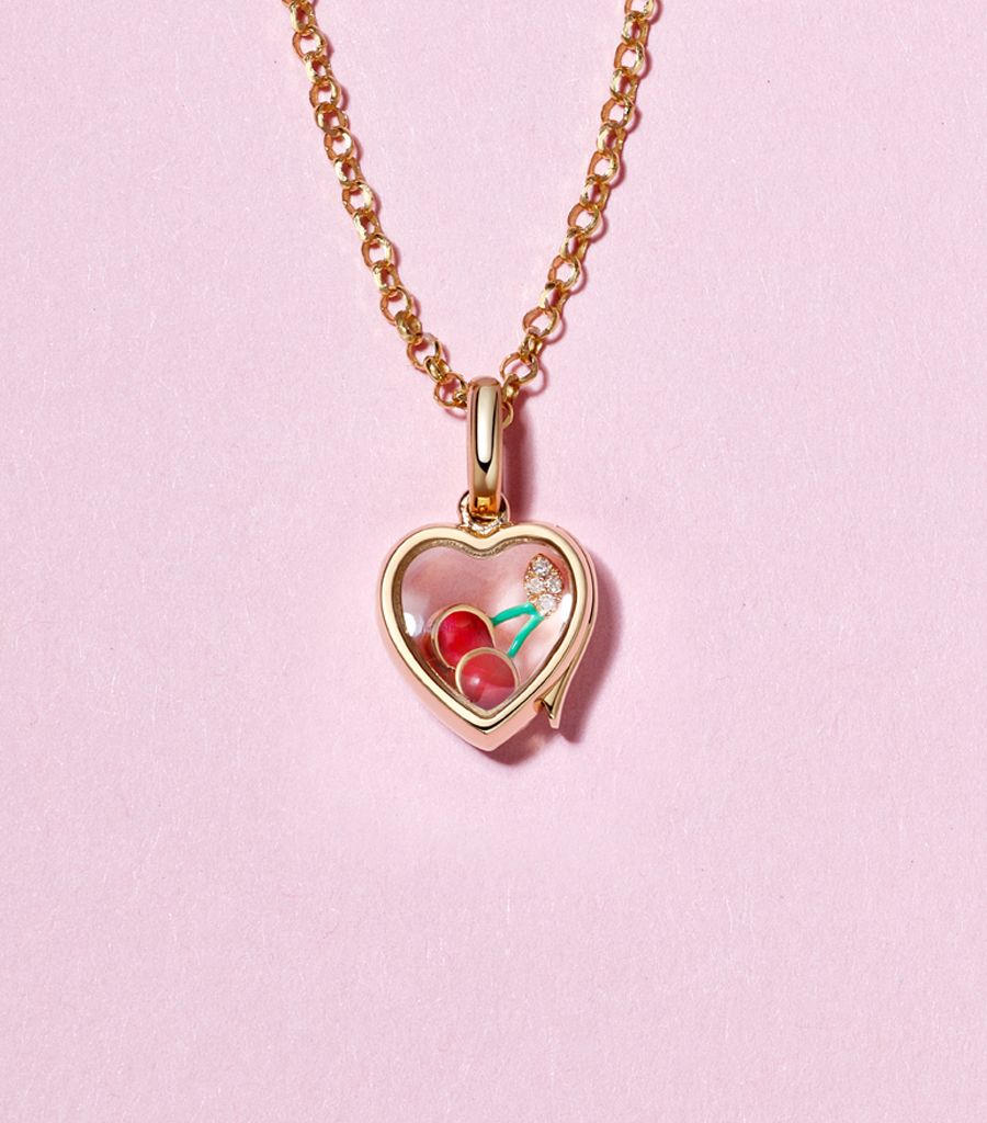 pre-made locket styled with the cherry chain and a cherry charm