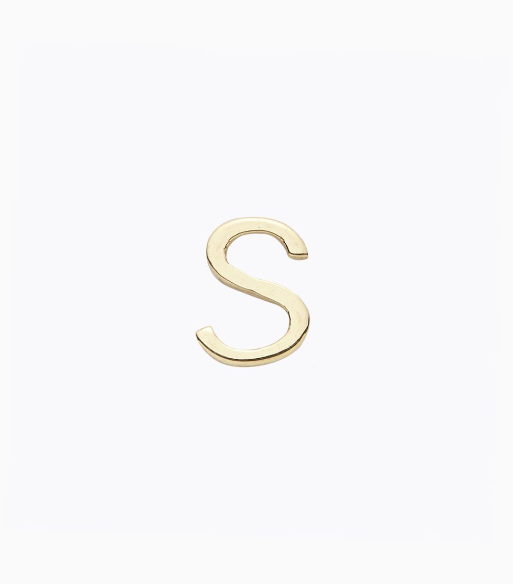 Solid Plain Yellow Gold 18KT Karat Initial Letter S Charm For Her Wedding Anniversary Gift Personalised 