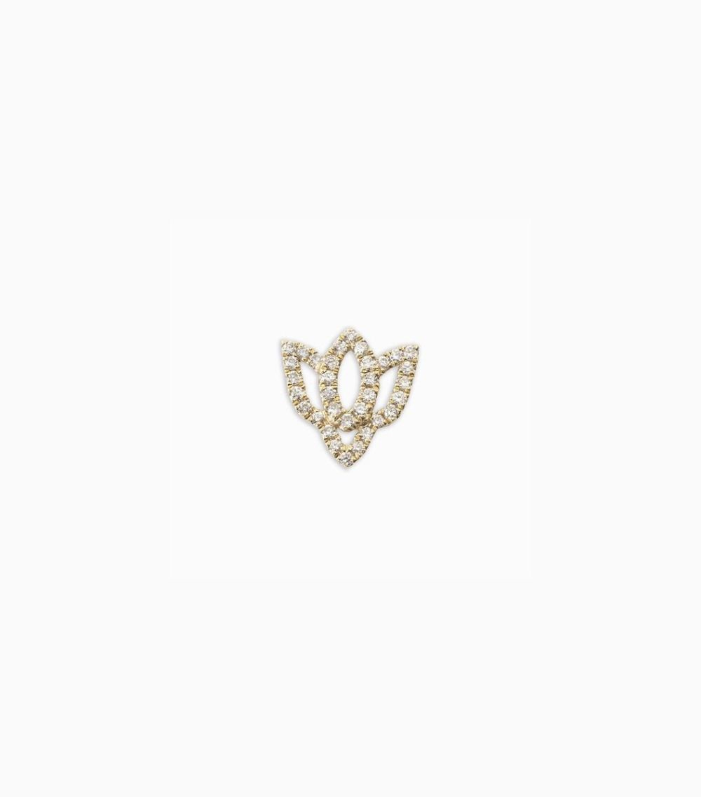 18kt Solid yellow gold diamond lotus flower charm for her locket pendant