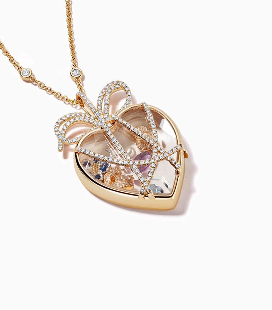 14kt solid yellow gold diamond lovers knot locket for her charms women fine jewellery