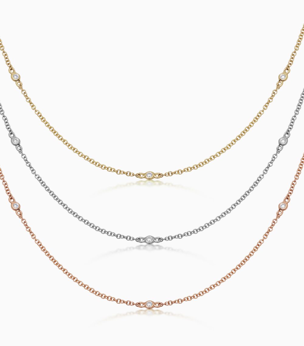 Long Fine Diamond Necklace - all colours