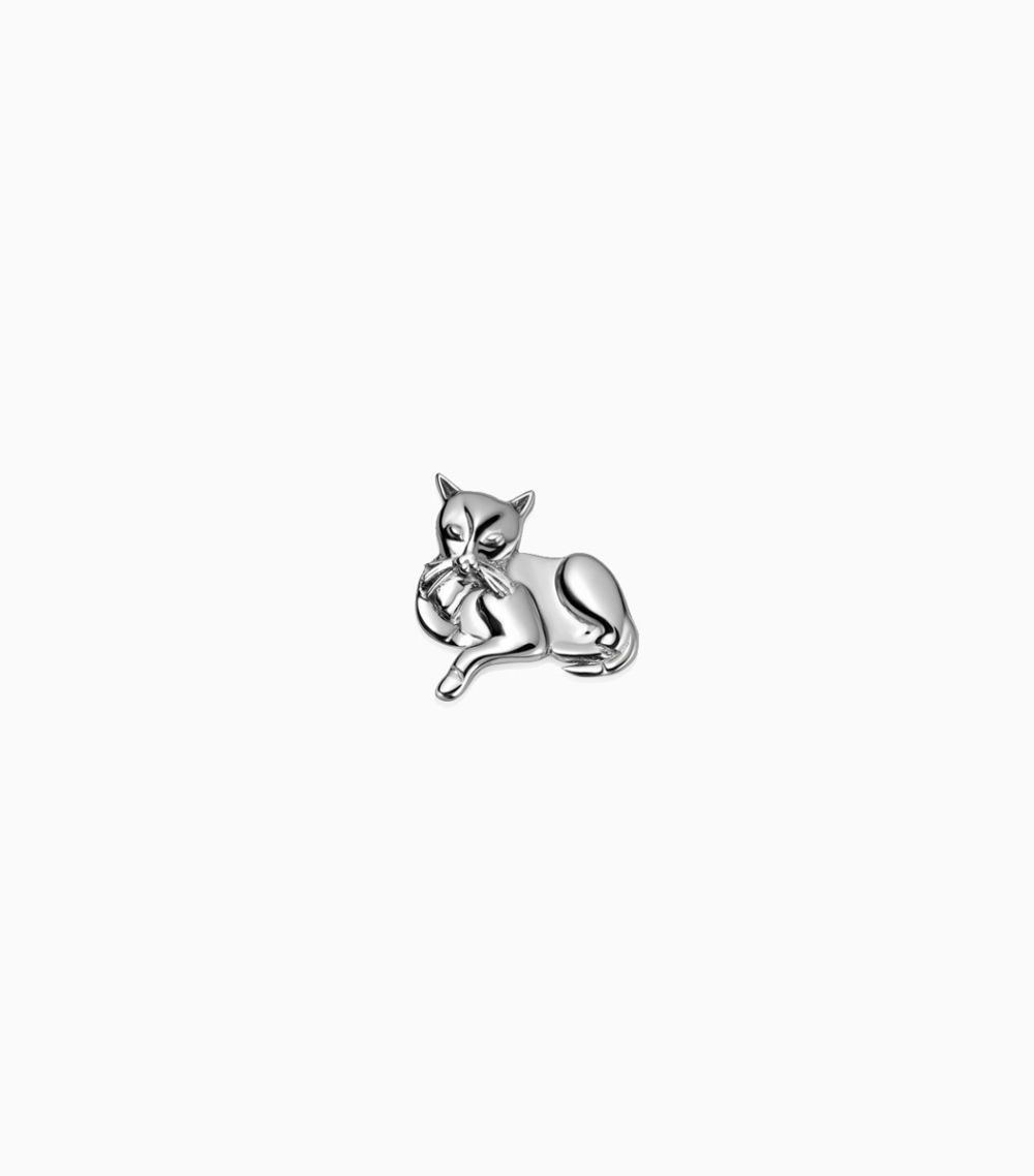 18kt Solid White Gold Moggy Cat Charm For Her Locket Pendant