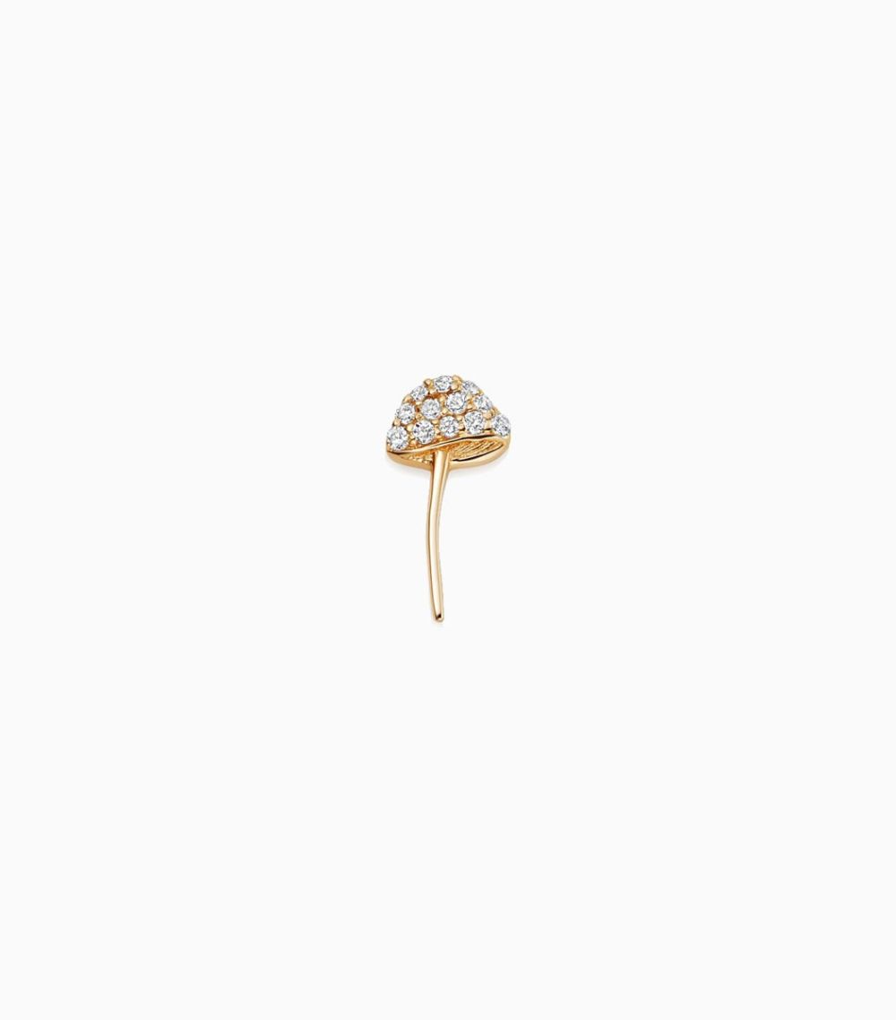 18kt solid yellow gold white diamond mushroom magic charm for her locket pendant