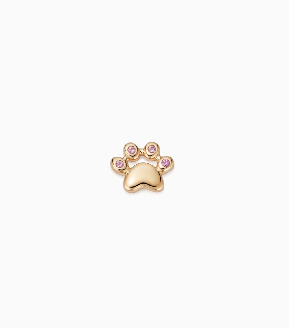 18kt solid gold pink sapphire animal paw charm for her locket pendant