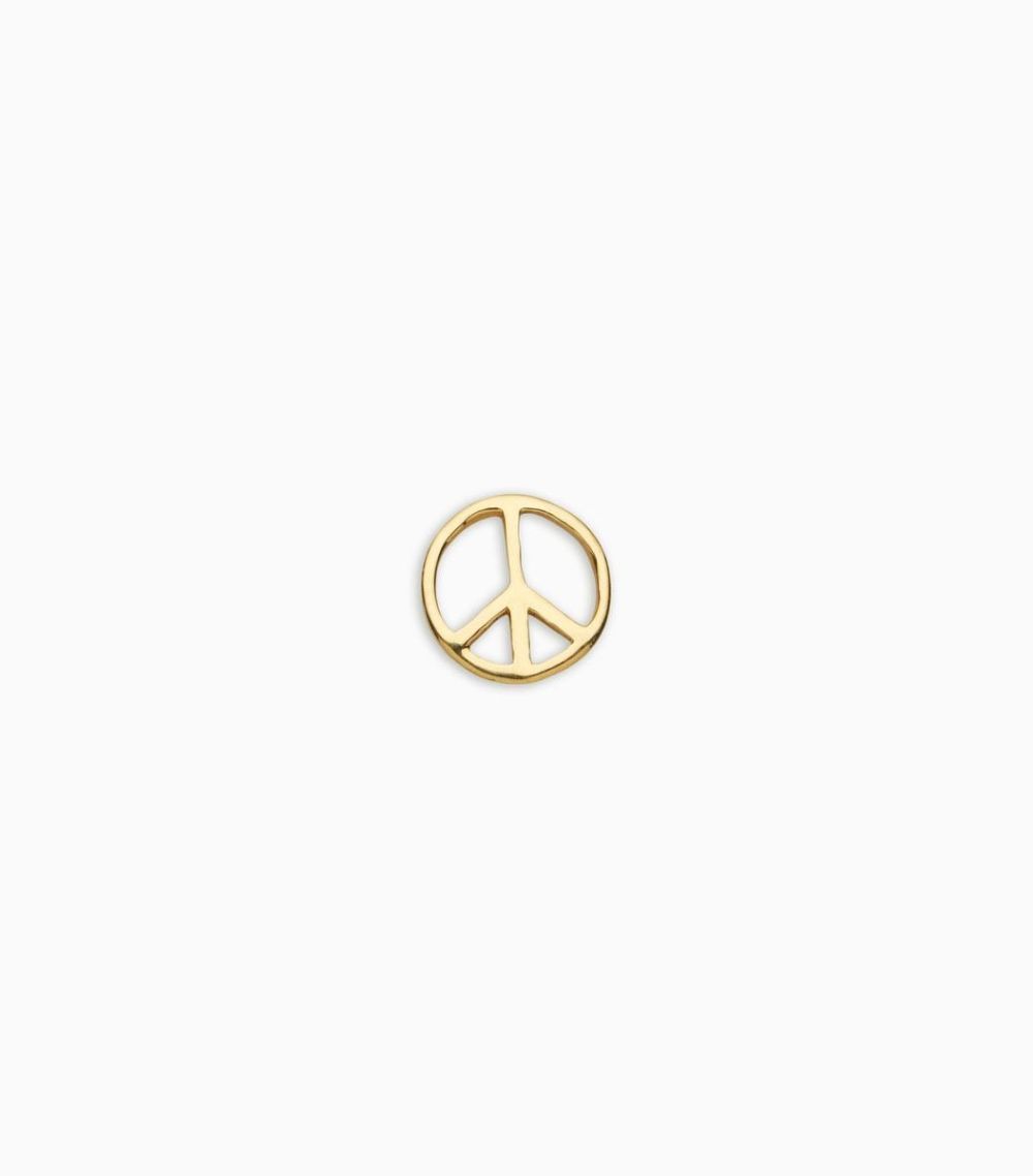 18kt solid yellow gold peace sign charm for her locket pendant
