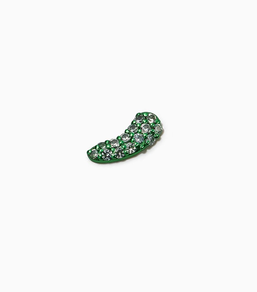 18K Pickle Charm Green Rhodium and Sapphire Charm For Her Locket Gift Mothers Day