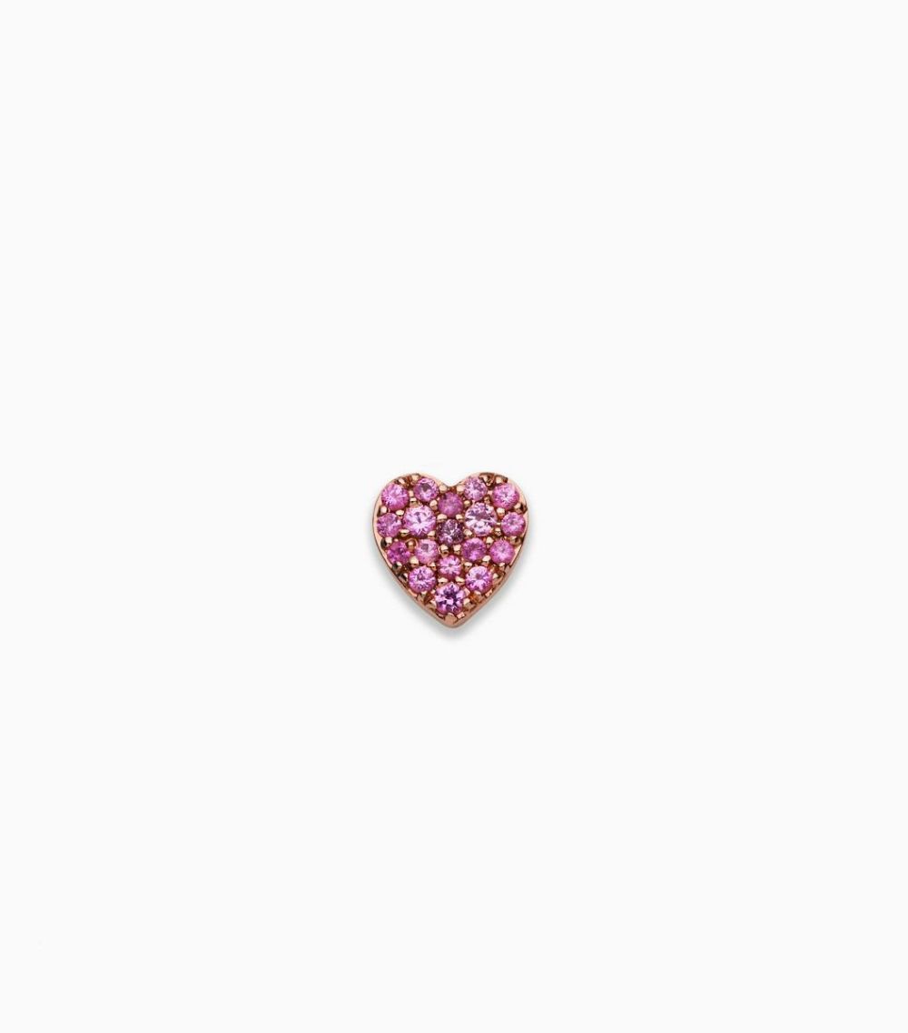 18kt solid gold pink sapphire heart charm for her locket pendant 