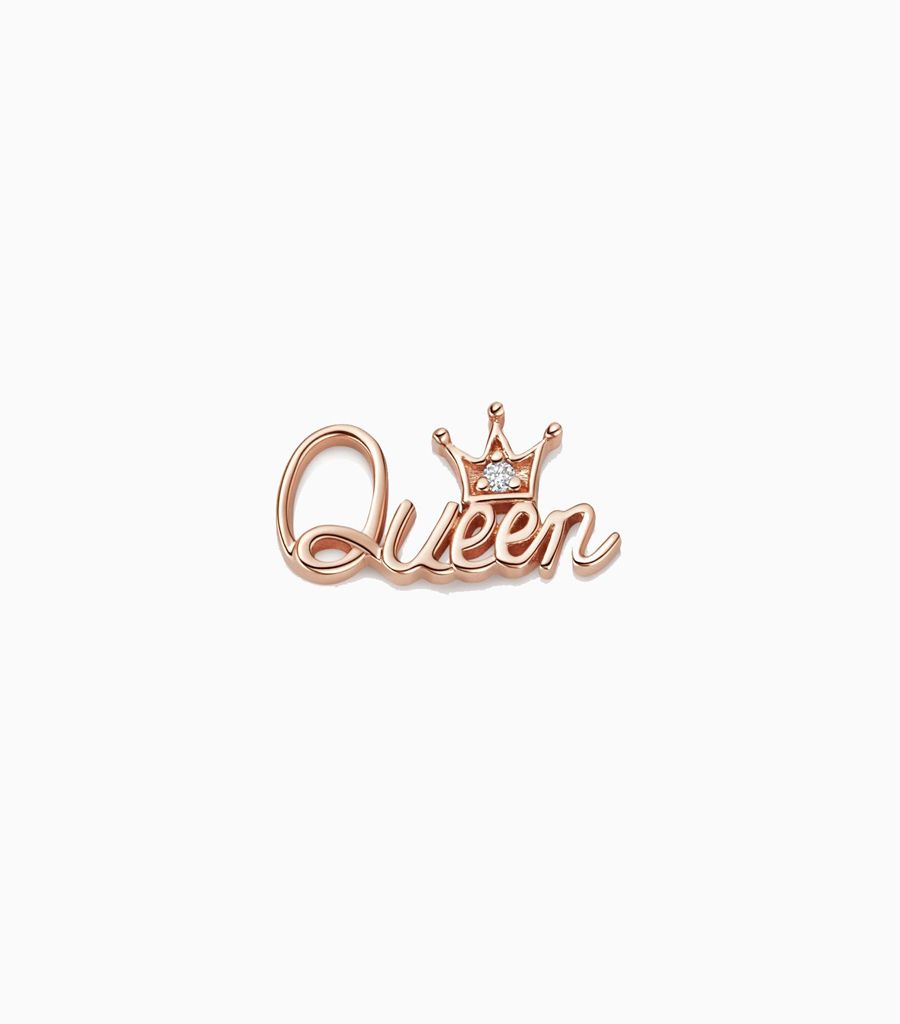 18Kt Solid Rose Gold Diamond Queen Charm For Her Locket Pendant 