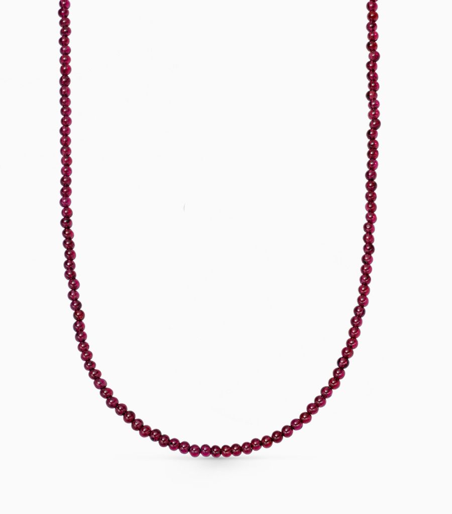 Garnet beaded chain 32 inch by Loquet London