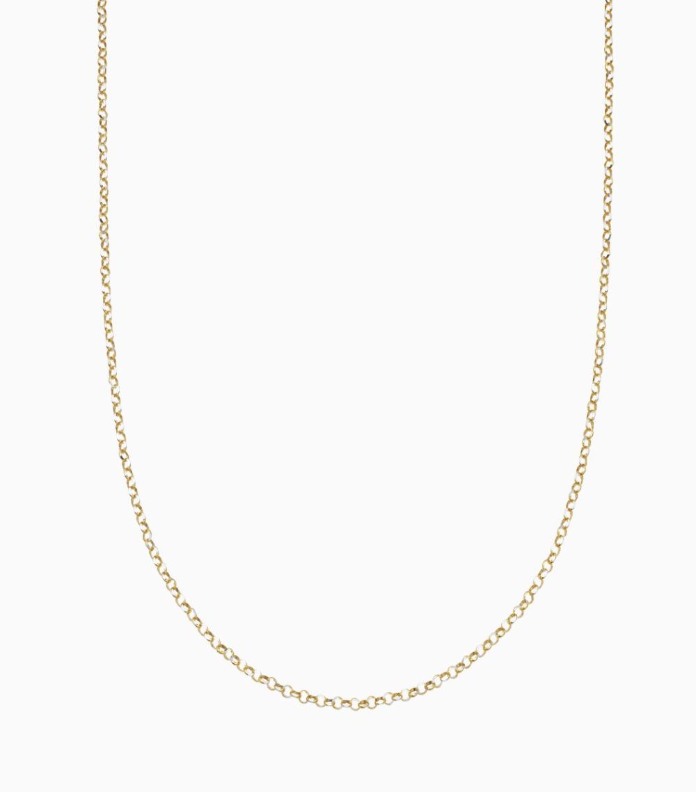 9KT Solid Yellow Gold 18 inch Rolo Chain Necklace For Her Gift 
