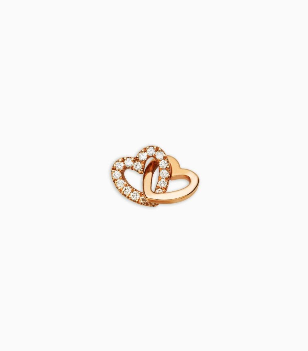 18kt rose gold diamond linked hearts charm for her locket pendant