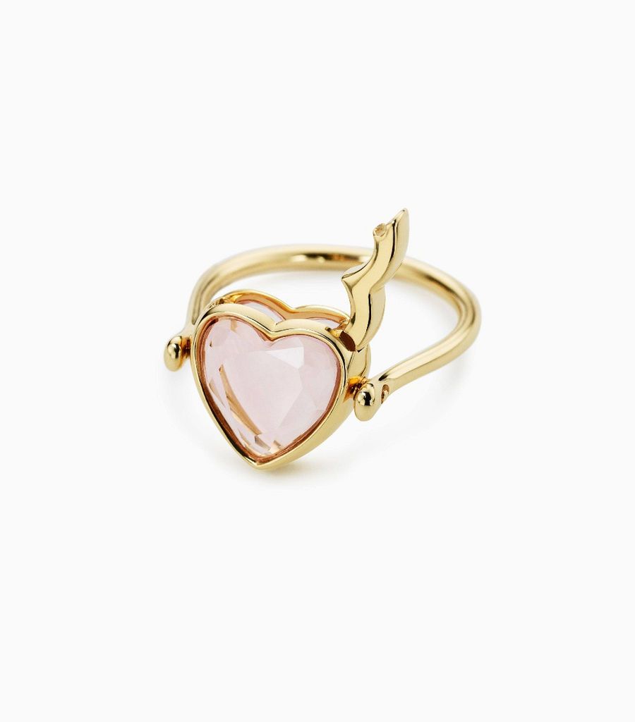 Small Rose Quartz Heart Ring 9k