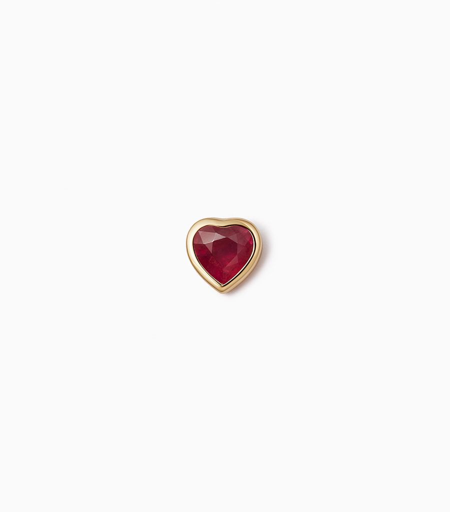 18k yellow gold set with ruby heart charm