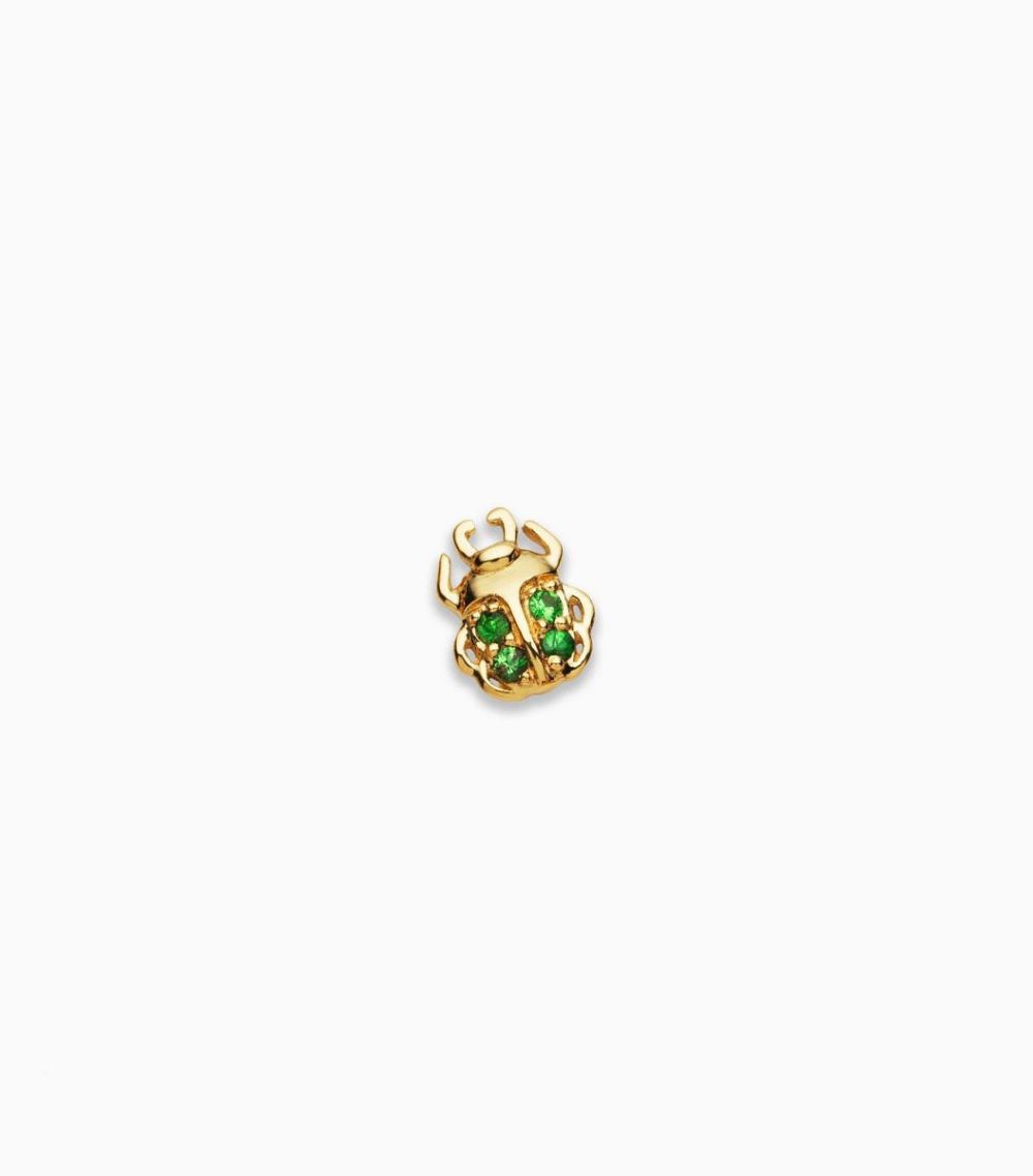 18kt Yellow Gold Tsavorite Scarab Beetle Bug Charm For Her Locket Pendant Gift Womens Fine Jewellery