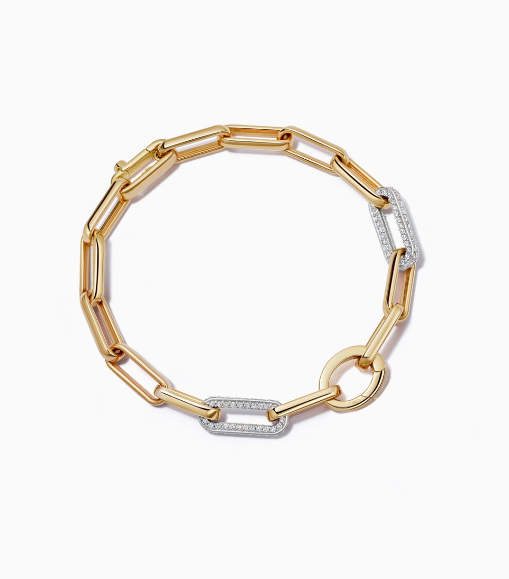 Single link bracelet with diamond links by Loquet London