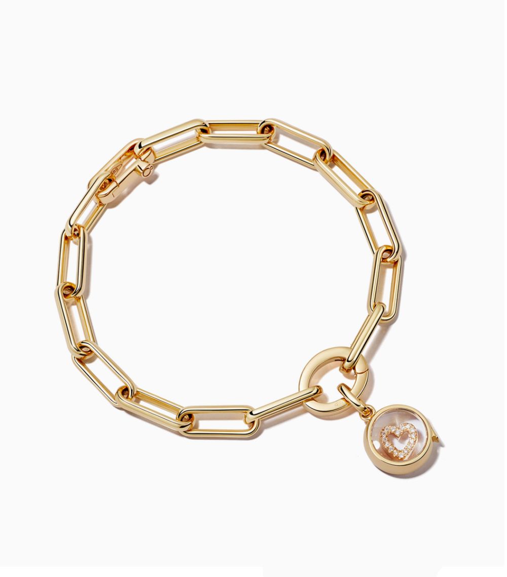 14kt Karat Single Link Solid Yellow Gold Locket Charm Bracelet For Her Womens Personalised Fine Jewellery
