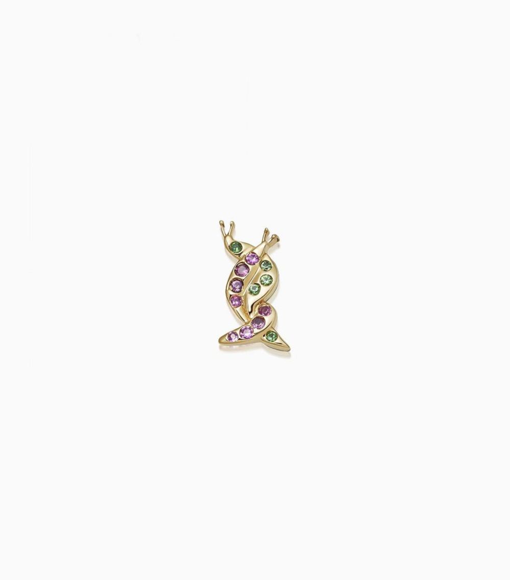 18kt solid yellow gold pink sapphire green tsavorite enamel slug love charms for change charm for her locket pendant 