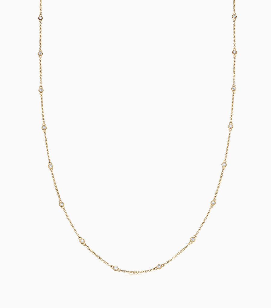 Chain, diamond, yellow gold 18kt, diamond long necklace
