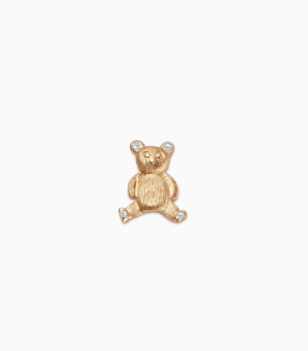 18kt Solid Yellow Gold Diamond Teddy Bear Charm For Her Locket Pendant 