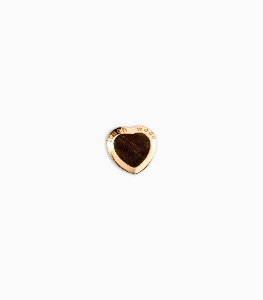 18k rose gold and walnut wood charm with touch wood engraving