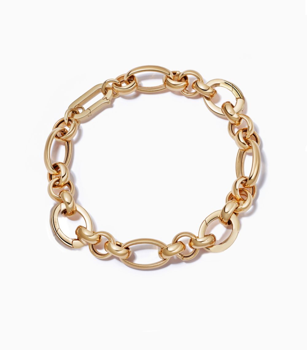 18k yellow gold Tri-link bracelet with oval link by Loquet London