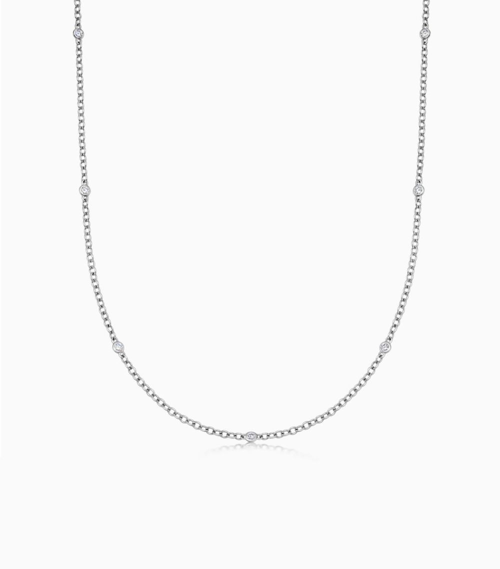 14k white gold diamond chain by Loquet London