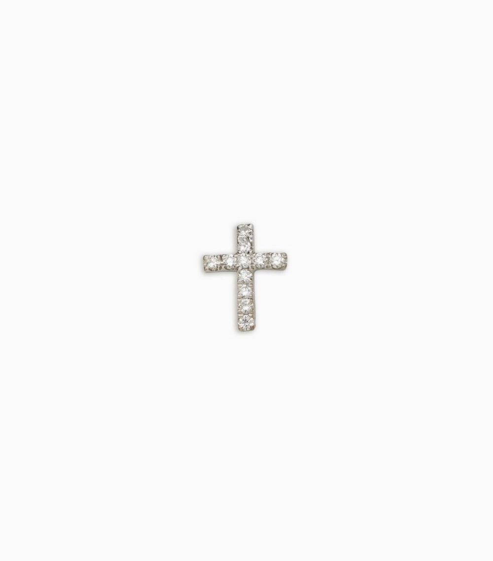 18kt solid white gold diamond cross have faith charm for her locket pendant