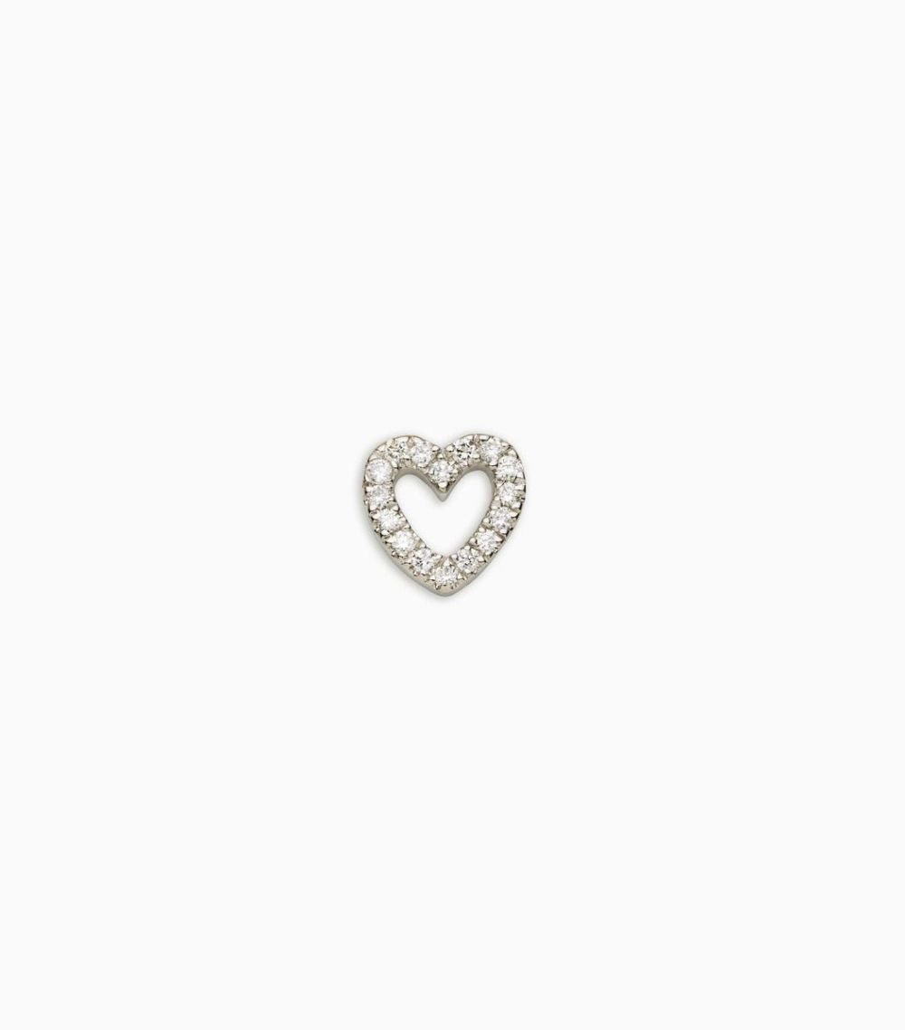18kt solid white gold diamond heart charm for her locket pendant