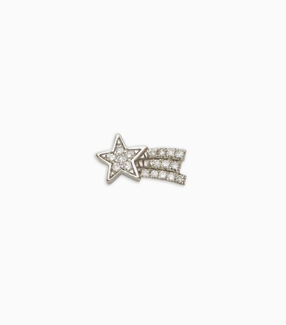 18kt Karat White Gold Diamond Shooting Star Charm For Her Locket Personalised Pendant Gift Birthday Wedding Anniversary Womens Fine Jewellery