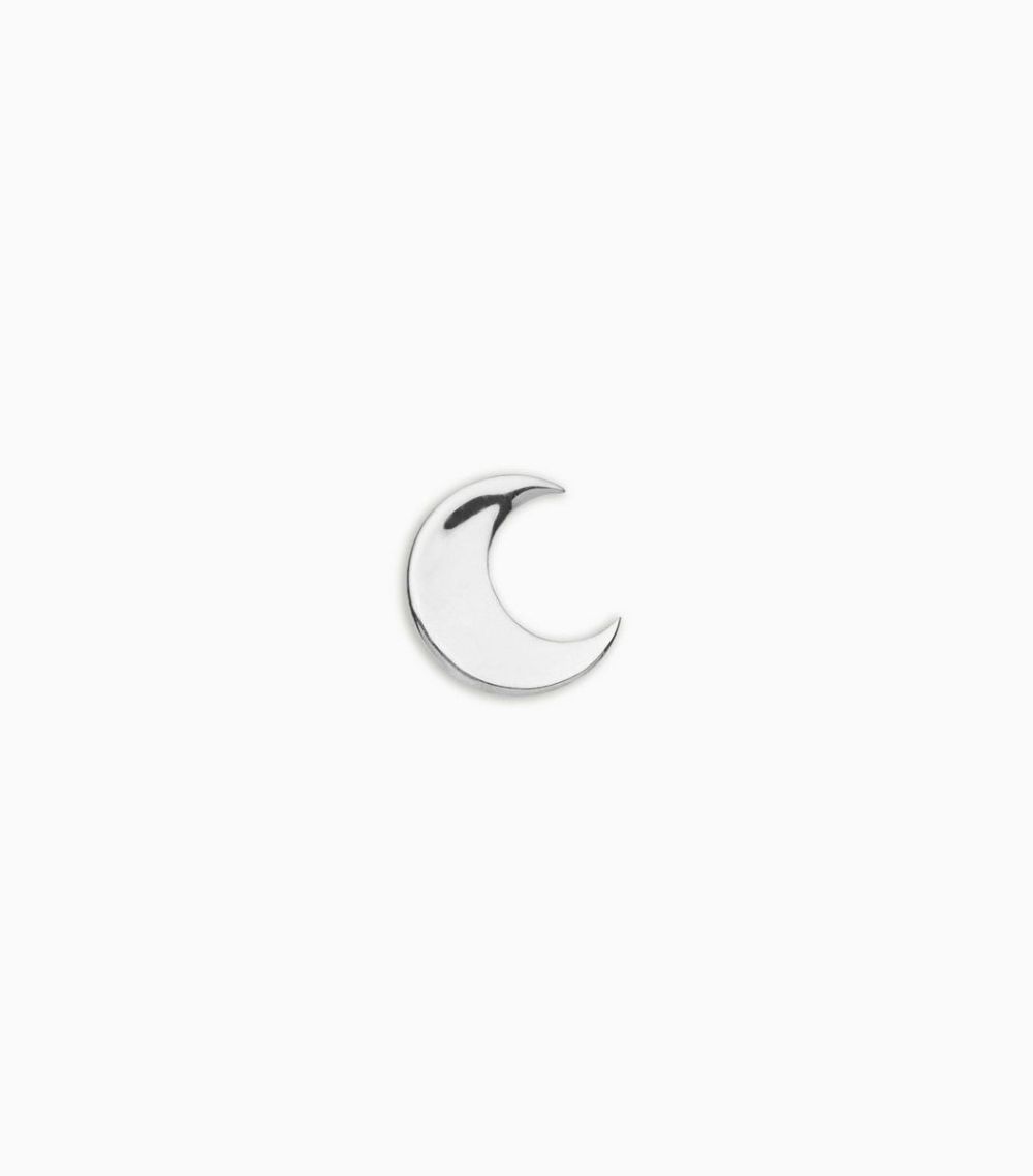 18kt solid white gold moon charm for her locket pendant
