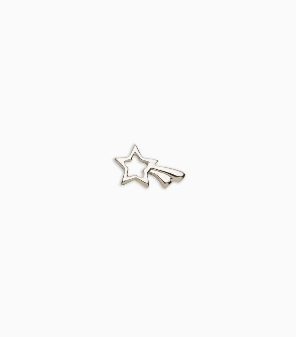 18kt solid white gold shooting star charm for her locket pendant