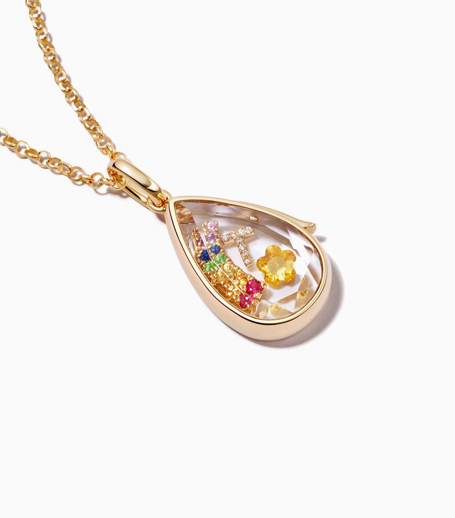 14KT YELLOW GOLD SAFFRON LOCKET FOR HER CHARMS PENDANT WOMEN FINE JEWELLERY