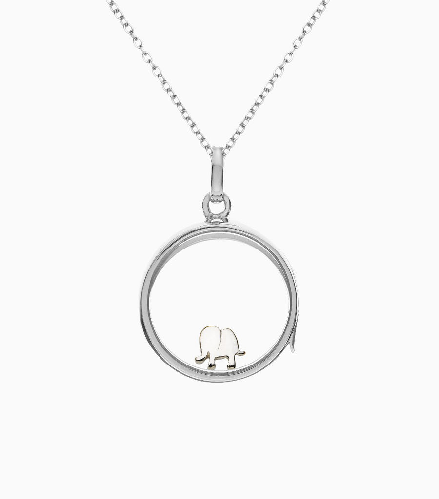 Elephant White Gold Charm - Happiness